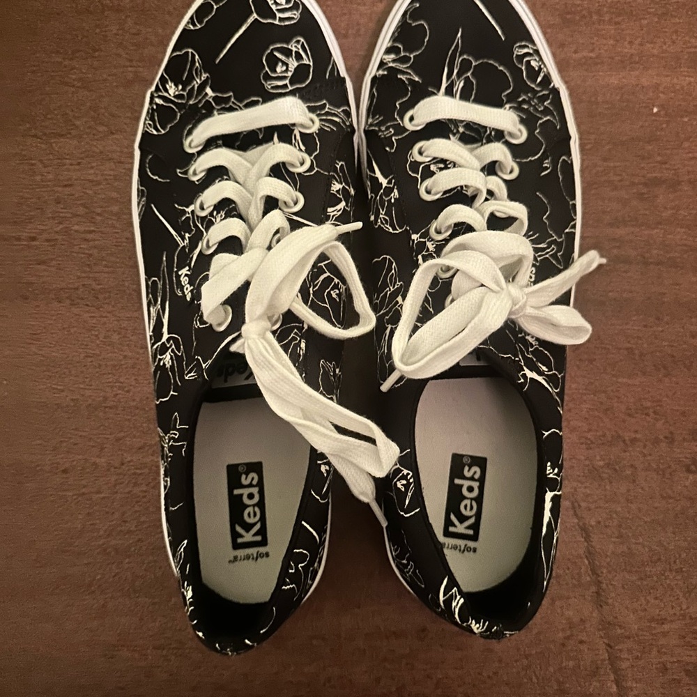 Keds Black and White Floral Sneakers